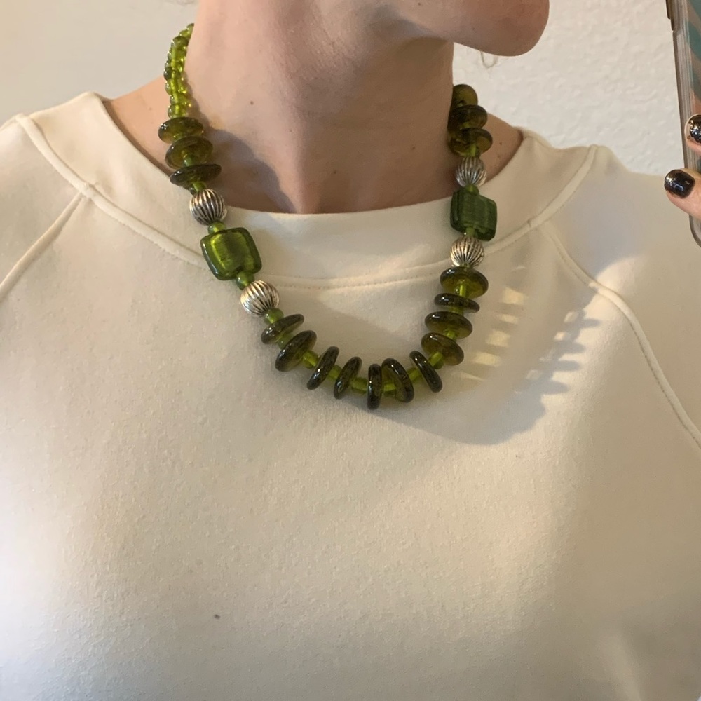 Green Glass Bead Necklace